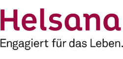 Helsana logo with the tagline “Engagiert für das Leben.” in burgundy and black text