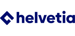 Helvetia-Logo in Dunkelblau auf weissem Hintergrund