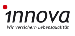Innova logo with red dot and slogan “Wir versichern Lebensqualität”