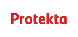 Rotes „Protekta“-Wortmarkenlogo auf weissem Hintergrund