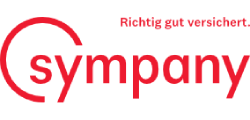 Red sympany logo with the slogan “Richtig gut versichert.”