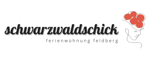 Deine schwarzwaldschicke Ferienwohnung am Feldberg Schriftzug schwarzwaldschick Ferienwohnung Feldberg und eine mit einer Linie gezogene Skizze eines Frauenkopfes, der einen Schwarzwälder Bollenhut trägt
