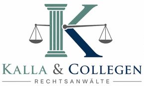 Logo der Anwaltskanzlei Kalla & Kollegen mit grünen Schuppen und stilisiertem K auf weißem Hintergrund