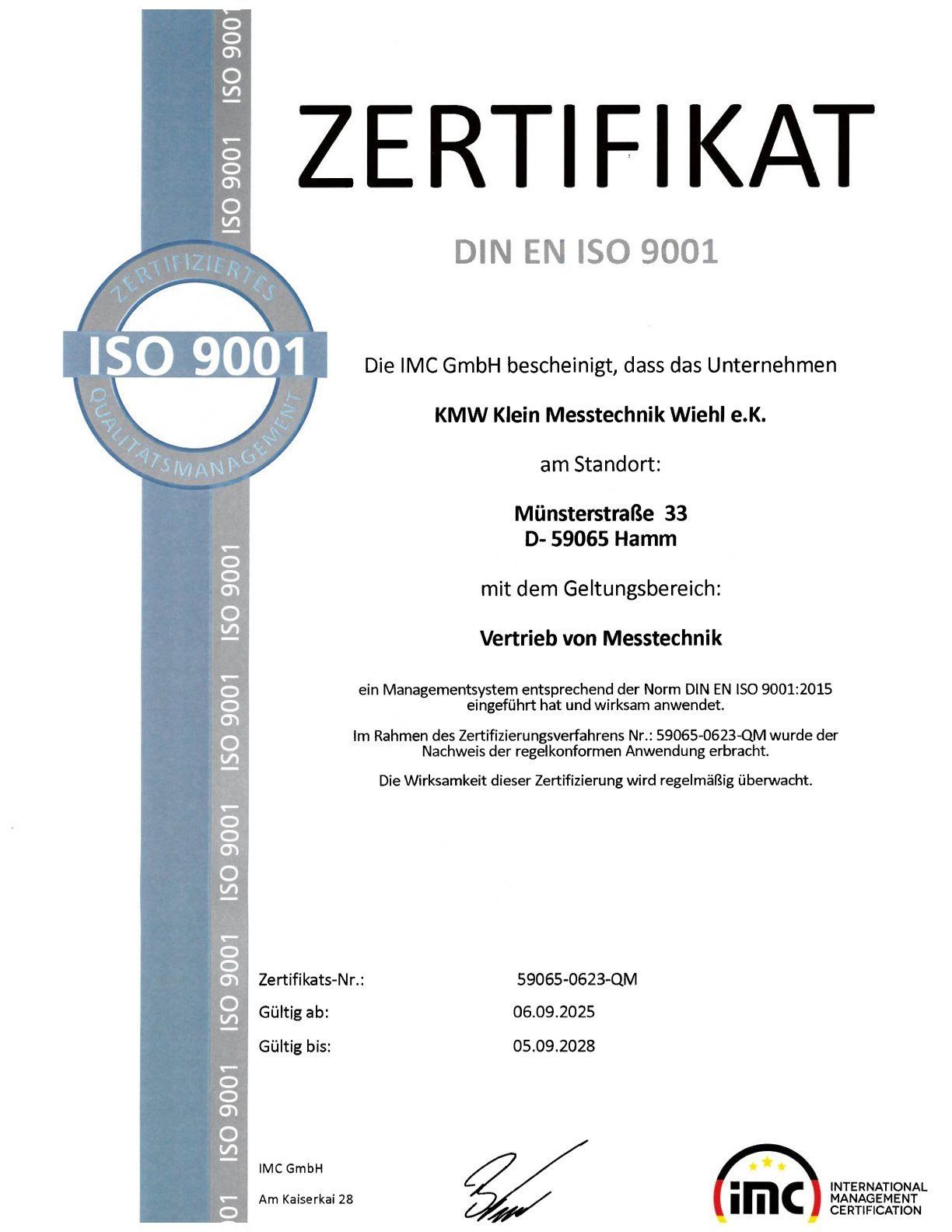 ISO Zertifikat