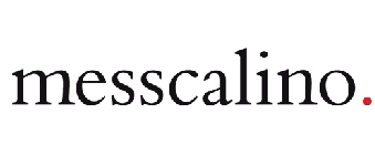 Un logotipo en blanco y negro para Mescalino sobre un fondo blanco.
