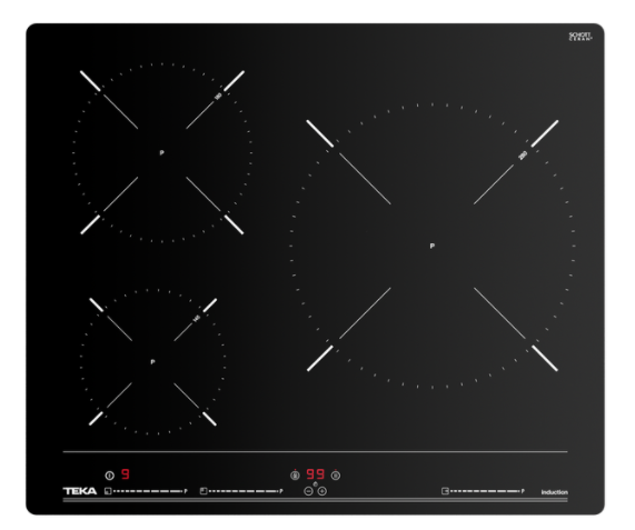 Póster negro con dos diagramas circulares que recuerdan a un reloj y líneas blancas diagonales sobre un fondo oscuro.