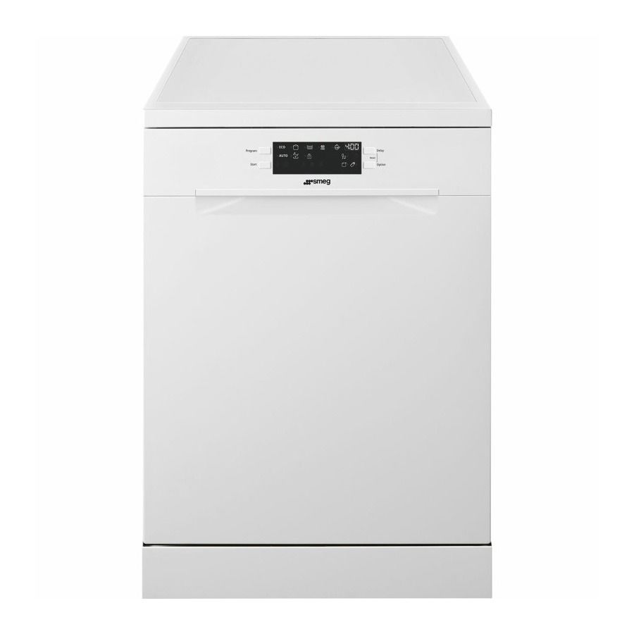 Un lavavajillas blanco con una pantalla digital en el frente.