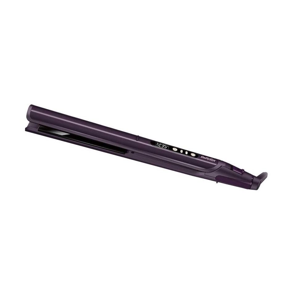 Una plancha de pelo de color morado sobre un fondo blanco.