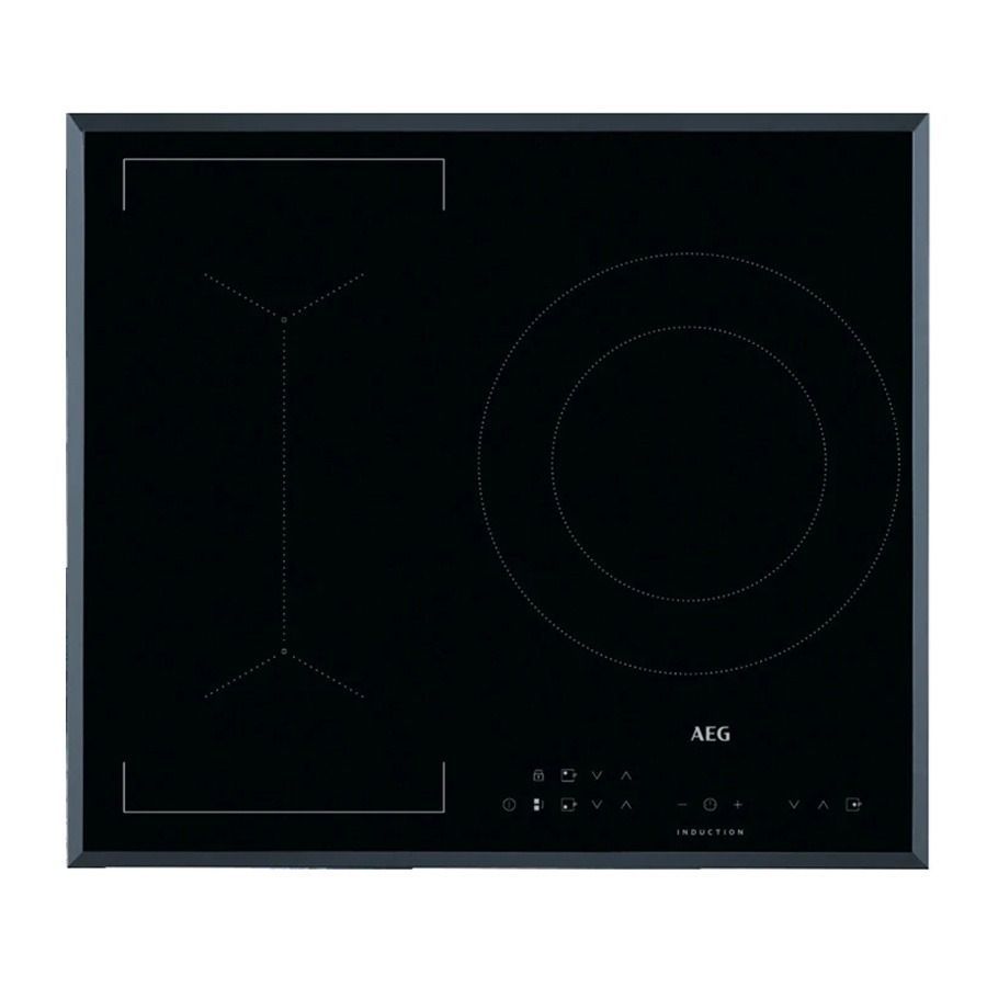 Una estufa de inducción negra con un microondas encima.