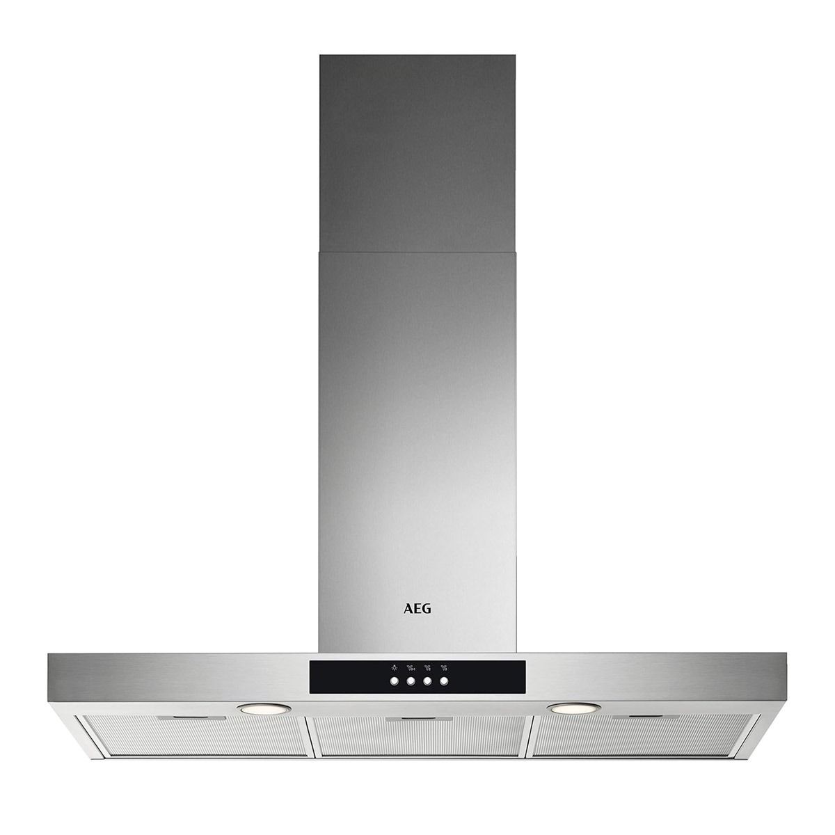 Una campana de acero inoxidable con pantalla digital sobre fondo blanco.