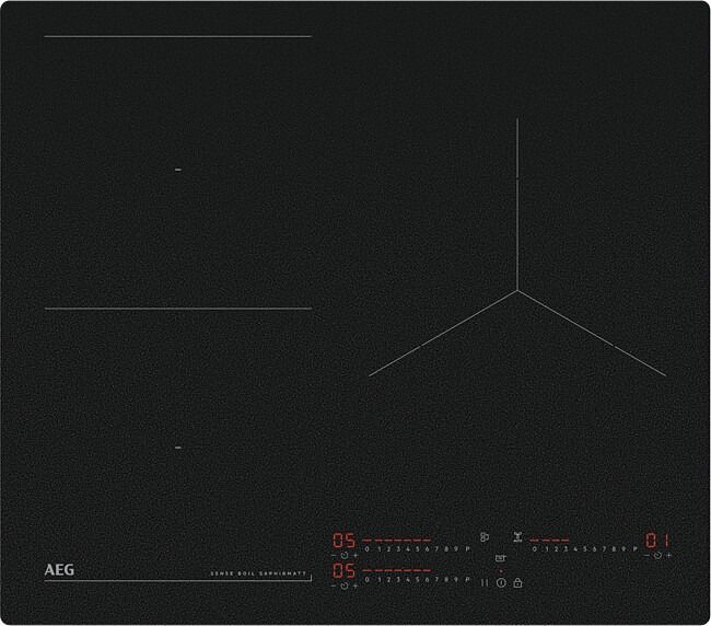 Una placa de inducción AEG negra con temporizador.