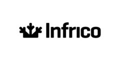Logotipo de Infrico: un símbolo de copo de nieve estilizado junto a la palabra "Infrico" en texto negro.
