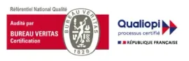 Logo Bureau Veritas Certification, Qualiopi processus certifié, République Française.