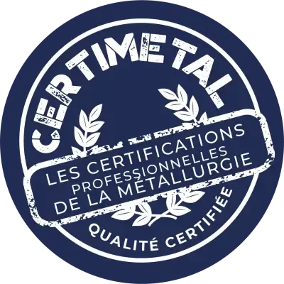 Logo Certimetal, les certifications professionnelles de la Métallurgie, Qualité certifiée.