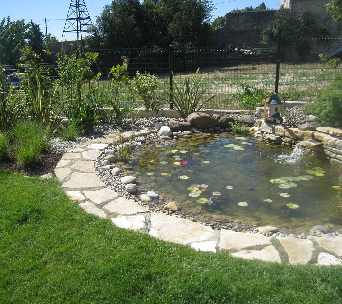 Bassin décoré dans un jardin