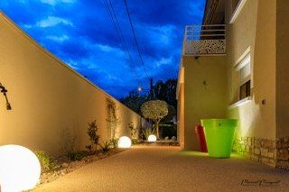 Olivier éclairé de nuit