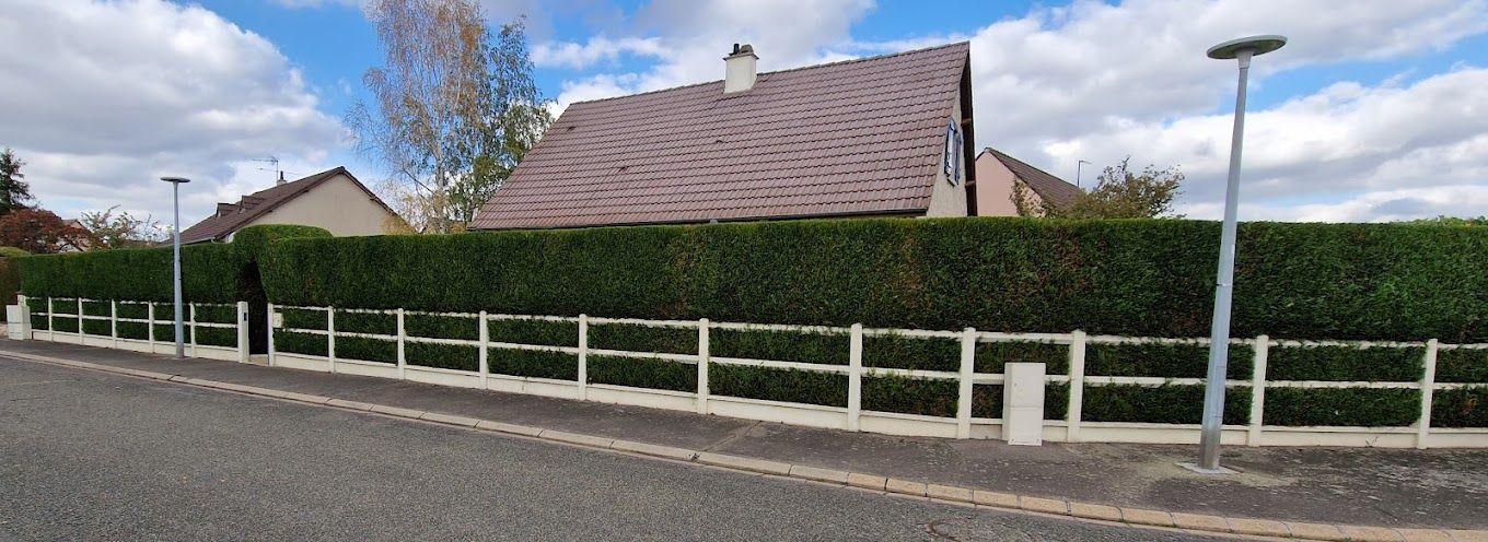 Une maison avec une haie