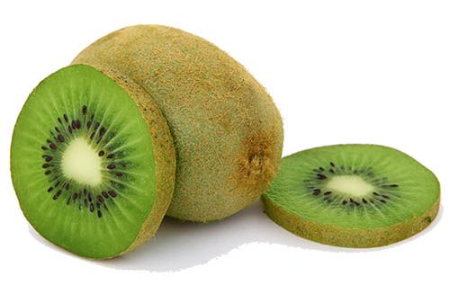 Kiwi entier avec des tranches supplémentaires.
