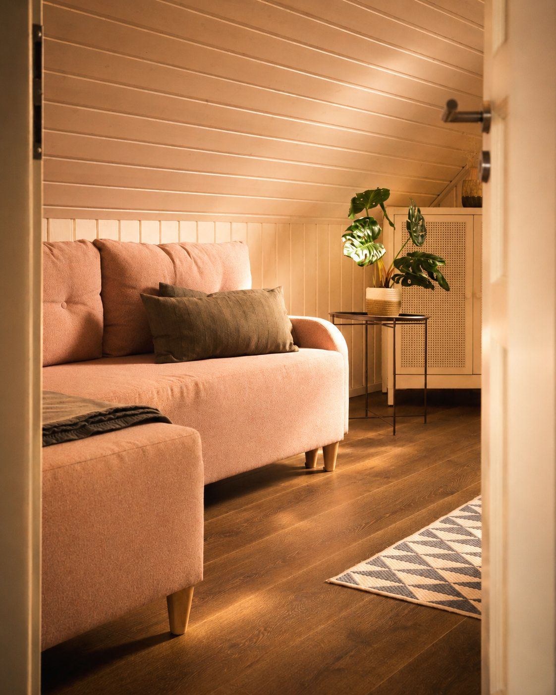 The sofa bed in bedroom 2