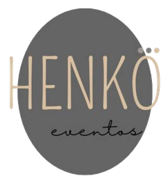 Un logotipo para Henko Eventos en un círculo.