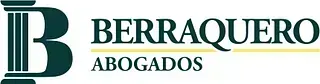 Logotipo para el despacho de abogados Berraquero Abogados: una "B" verde con diseño de columnas y el texto "BERRAQUERO ABOGADOS".
