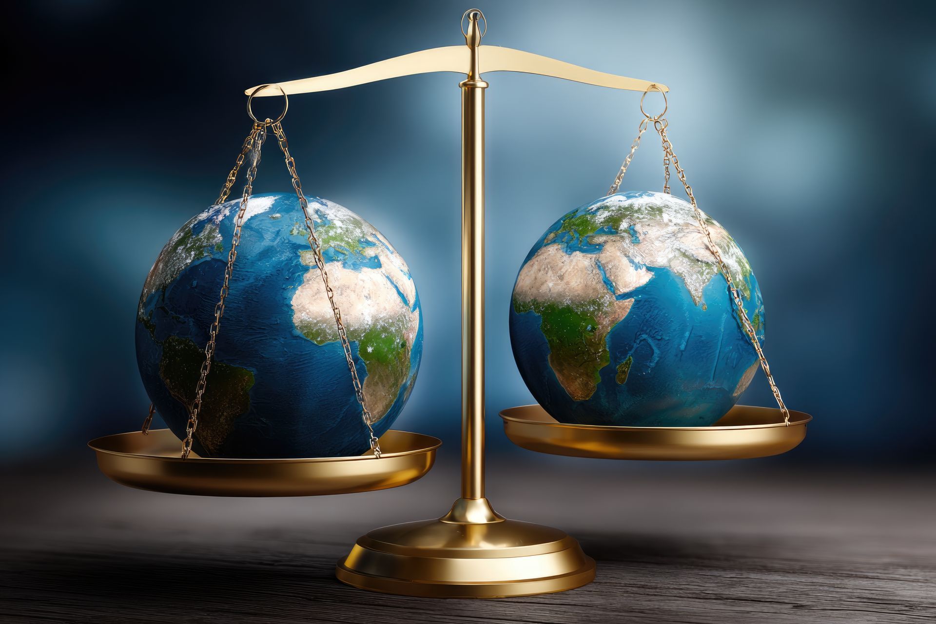 Balance de la justice avec la planète Terre de chaque côté