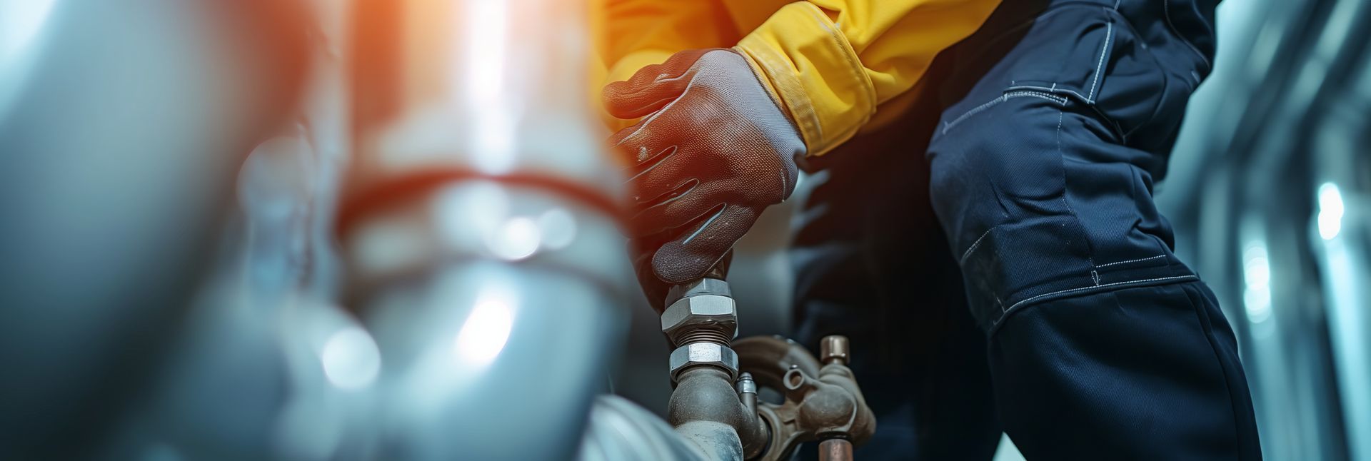 Une personne ajuste une vanne sur une chaudière.