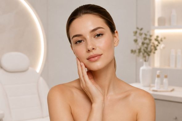 Una mujer en un spa se toca 