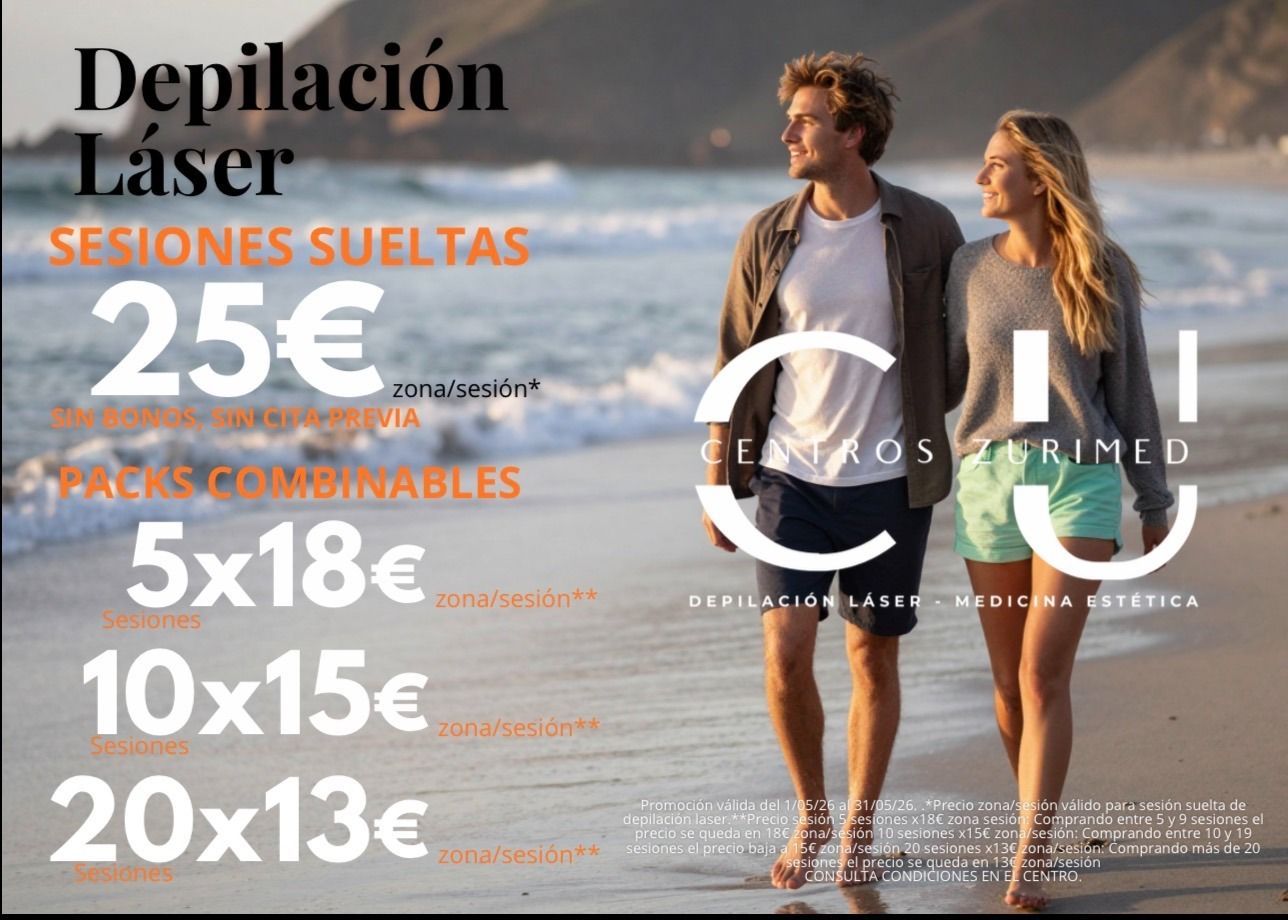 Depilación láser promo on beach: “sesiones sueltas” 25€, packages 5x18€, 10x15€, 20x13€