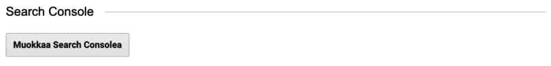 Search Console -sivu, jossa on ”Mozilla Search Console” -painike ja pieni sininen alleviivattu tekstitarra.