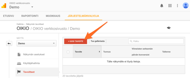 Verkkosovelluksen kojelauta, jossa on oranssi nuoli korostettuna ”Luo ​​uusi tapaus” -painikkeella.