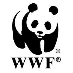 WWF-logo, jossa on tyylitelty mustavalkoinen jättiläispanda ja sen alla kirjaimet WWF