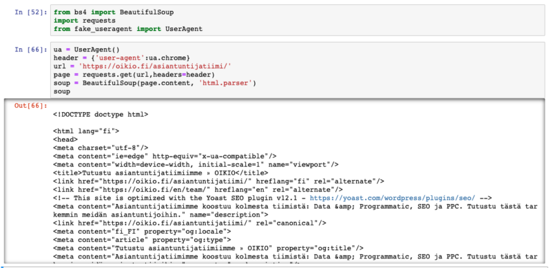 Kuvakaappaus koodieditorista ja terminaalista, jossa näkyy Docker Compose YAML -tiedosto ja säilön tuloste.