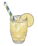 Cóctel en copa tiki con rodaja de limón y pajita rayada.