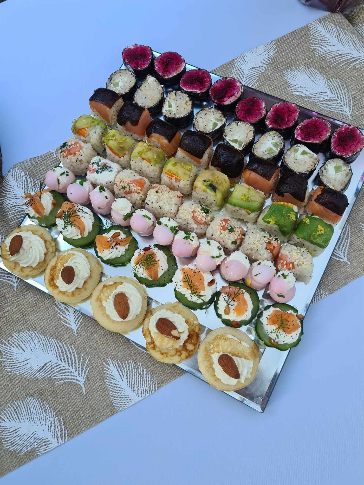 Table avec plateaux dégustation