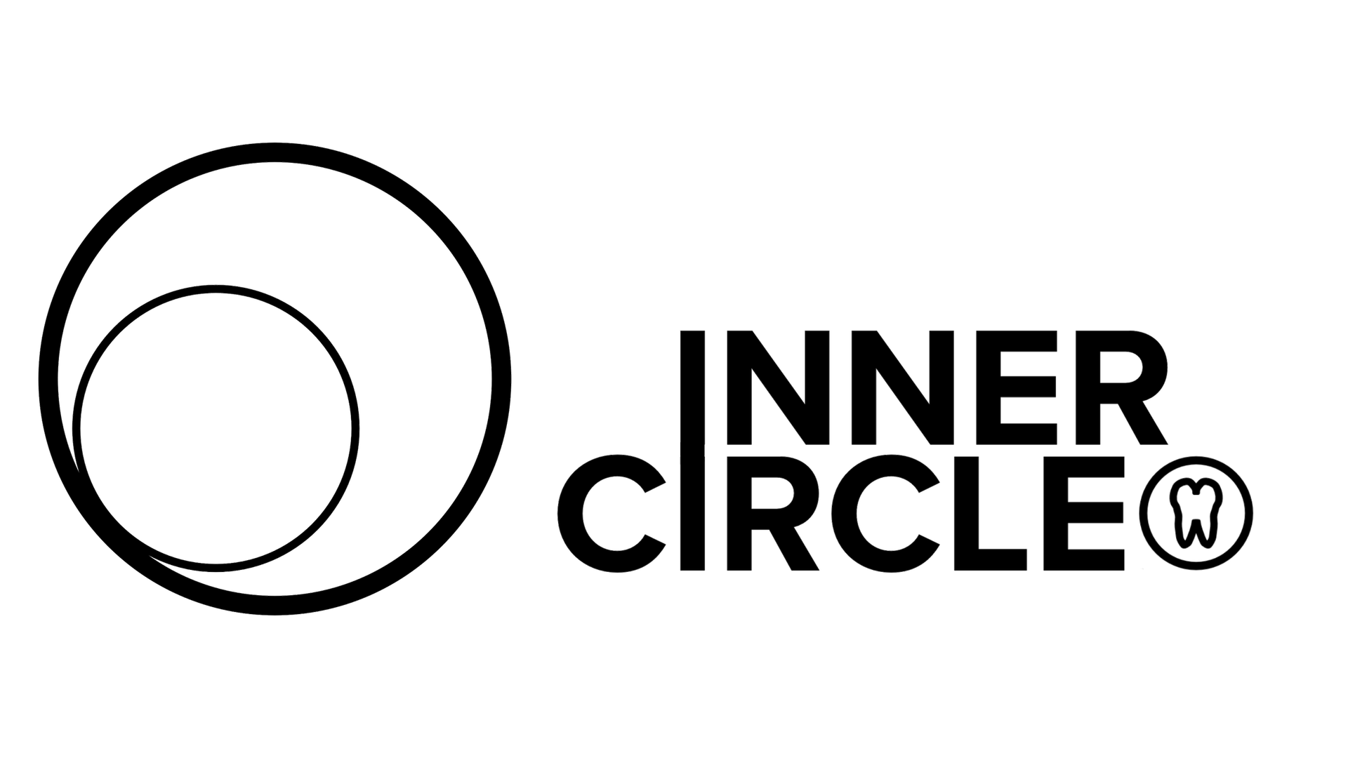 Das Logo im inneren Kreis ist schwarz und weiß und sieht aus wie ein Tennisball.