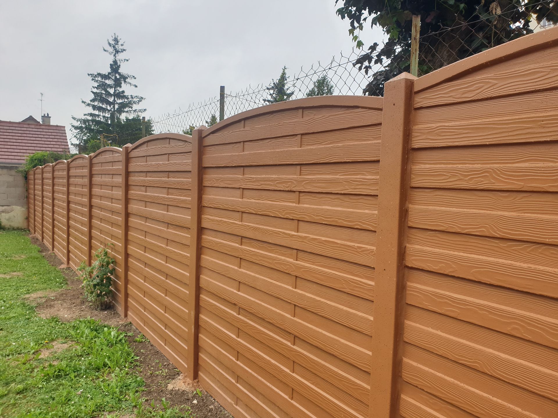 Mur palplanches aspect bois