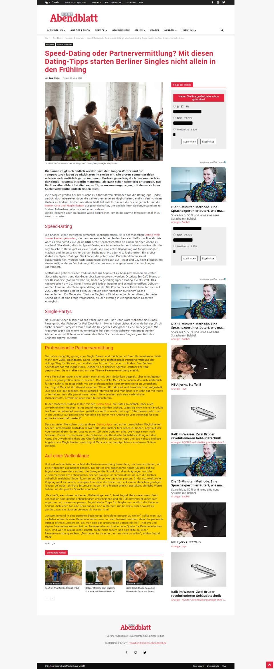 Presseartikel, Ingrid Mack partner for you