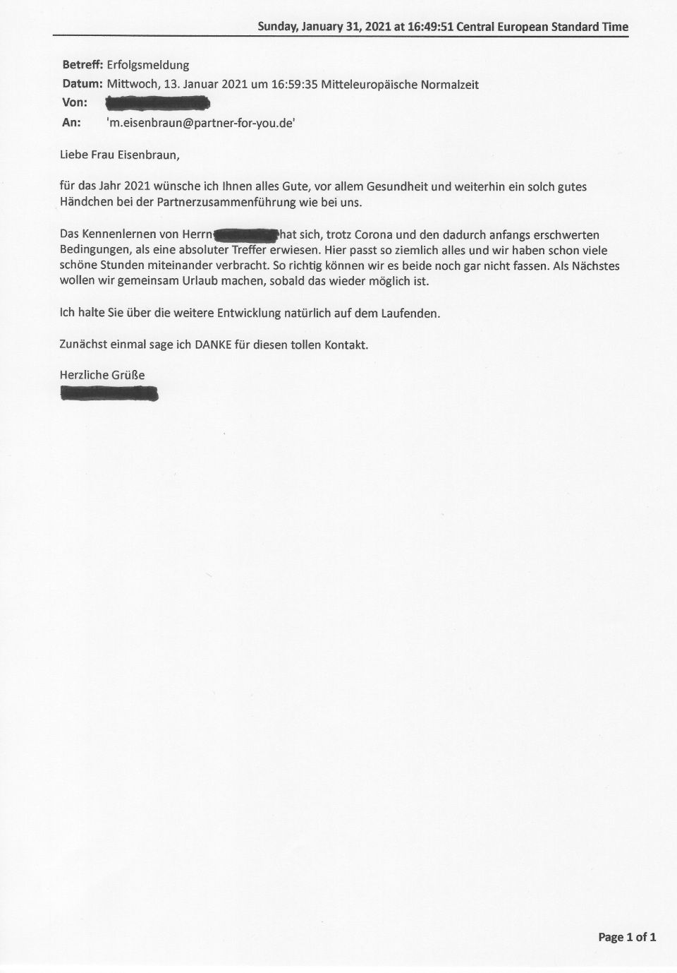 Referenzschreiben, Ingrid Mack partner for you