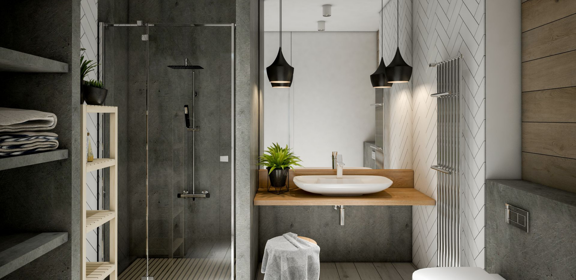 Une salle de bains grise