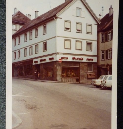Historisches Gebäuder der Optik Schill in Schwäbisch Hall.