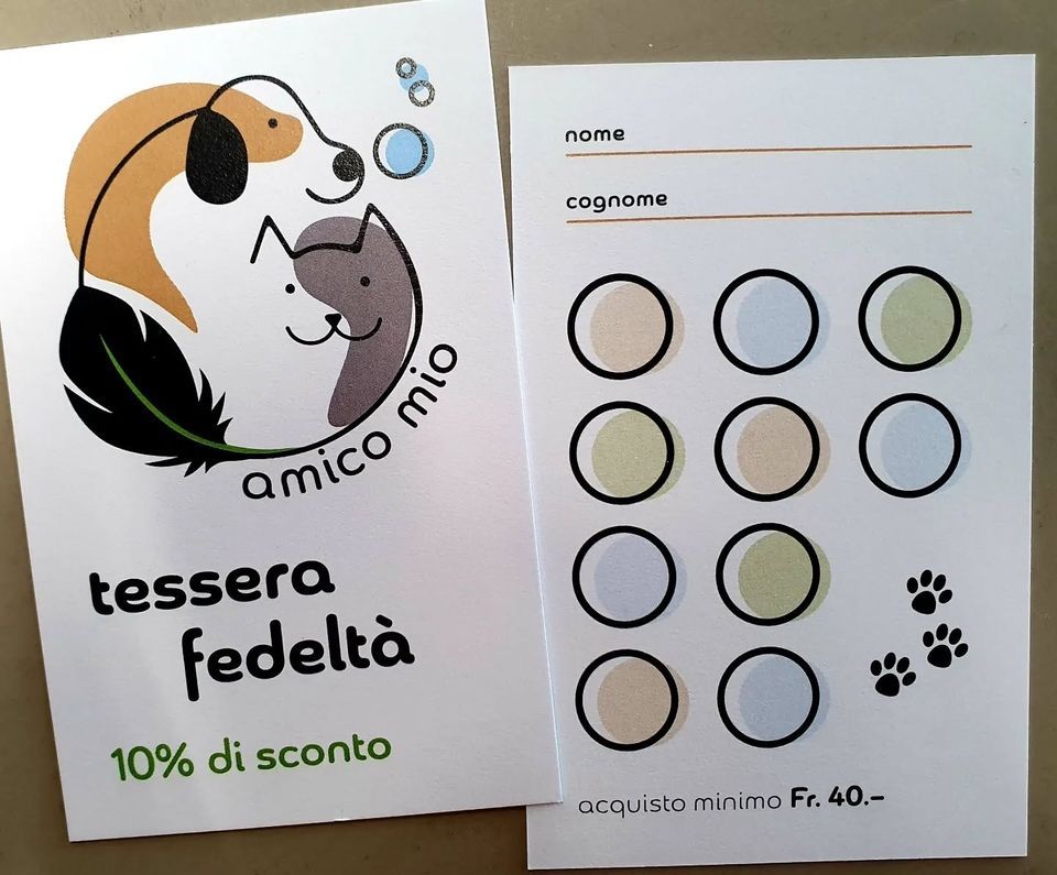 tessera fedeltà di negozio per animali - Amico Mio di Braga