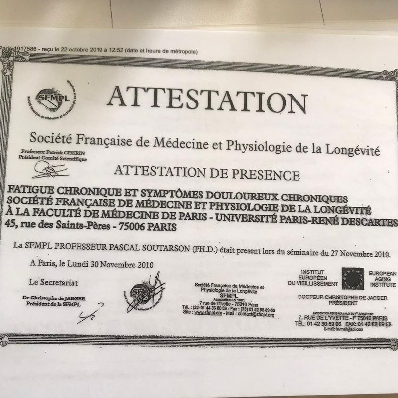 Attestation de la Faculté de médecine de Paris