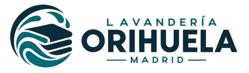 Logotipo de Lavander&iacute;a Orihuela Madrid en tonos verde azulado y azul marino sobre fondo blanco