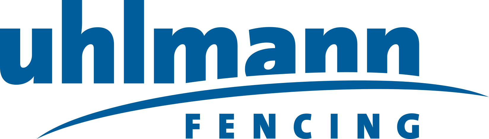 Uhlmann Fencing-Logo in blauer Schrift mit geschwungener Unterstreichung auf weißem Hintergrund