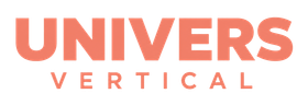 Logotipo naranja "Univers Vertical" sobre fondo blanco