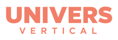 Logotipo naranja "Univers Vertical" sobre fondo blanco