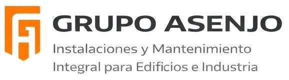Logotipo de Grupo Asenjo, empresa industrial, que presenta un escudo naranja con la letra "G" estilizada y texto en espa&ntilde;ol.