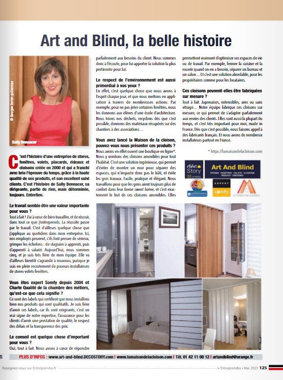 Article de journal Art and Blind la belle histoire