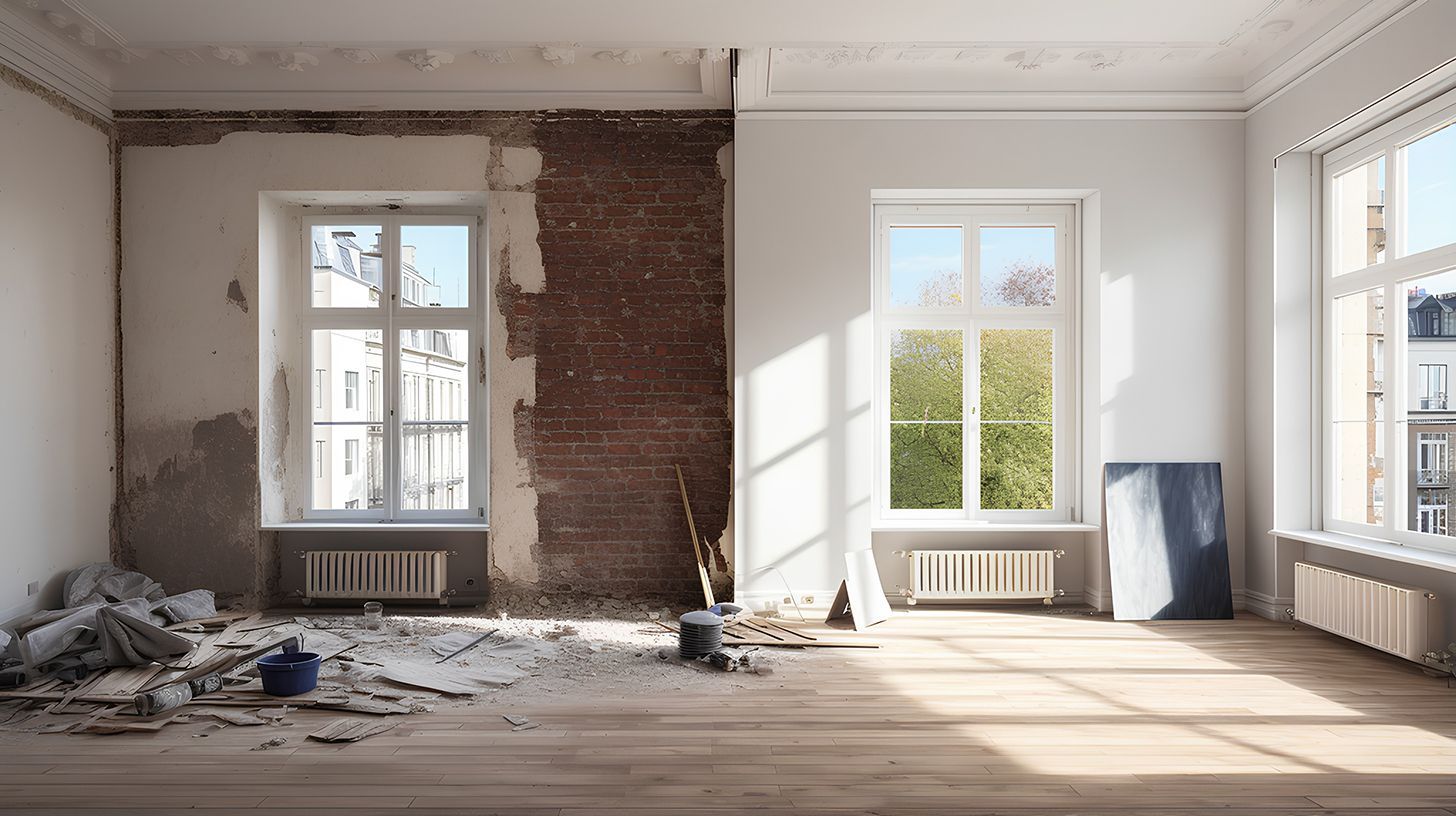 Photo avant après une rénovation de mur